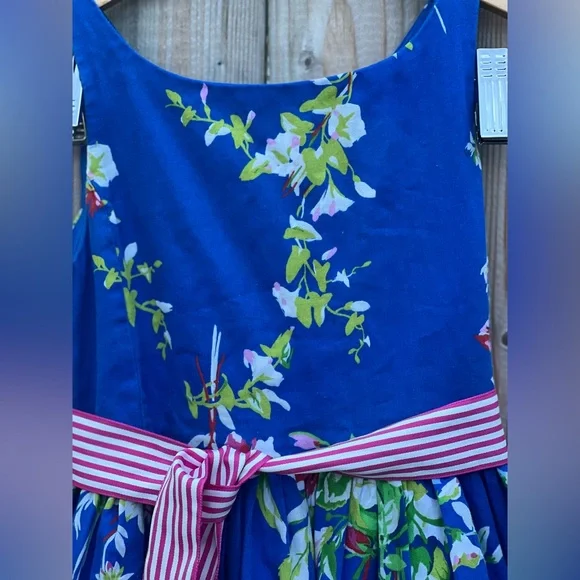 Polo Ralph Lauren Blue Floral prints striped belt dress for Girls - Picture 4 of 9